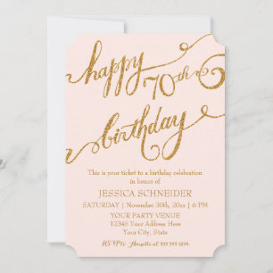 70th, Seventieth Birthday Party Ticket Celebration Invitation