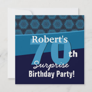 70th Surprise Birthday Hues of Blue Stars W1951 Invitation