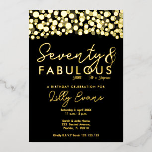 70th surprise birthday party invitation elegant