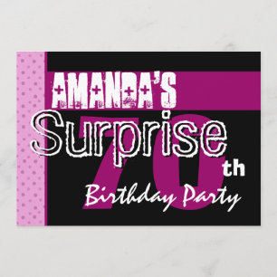 70th Surprise Birthday Party Pink Pattern Template