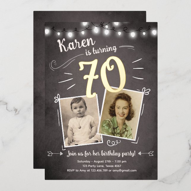 70th Vintage Retro Photo Seventy Surprise Birthday (Front/Back)