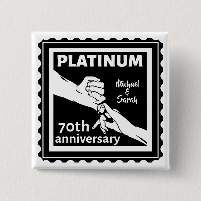 70th wedding anniversary blue platinum traditional 15 cm square badge (Front)