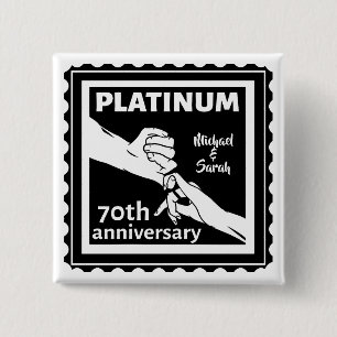 70th wedding anniversary blue platinum traditional 15 cm square badge