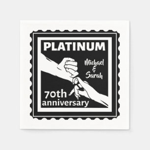 70th wedding anniversary blue platinum traditional napkin