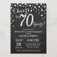 70th Wedding Anniversary Chalkboard Black Silver