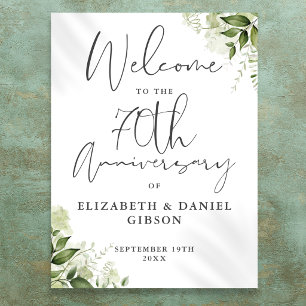 70th Wedding Anniversary Greenery Welcome Sign