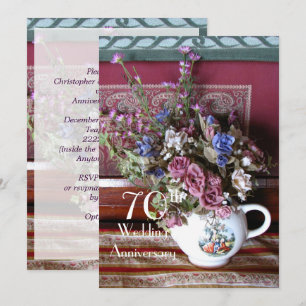 70th Wedding Anniversary Invitation Vintage Teapot