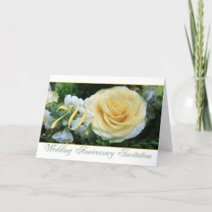 70th Wedding Anniversary Invitation - Yellow Rose