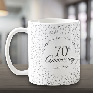 70th Wedding Anniversary Love Hearts Confetti Coffee Mug