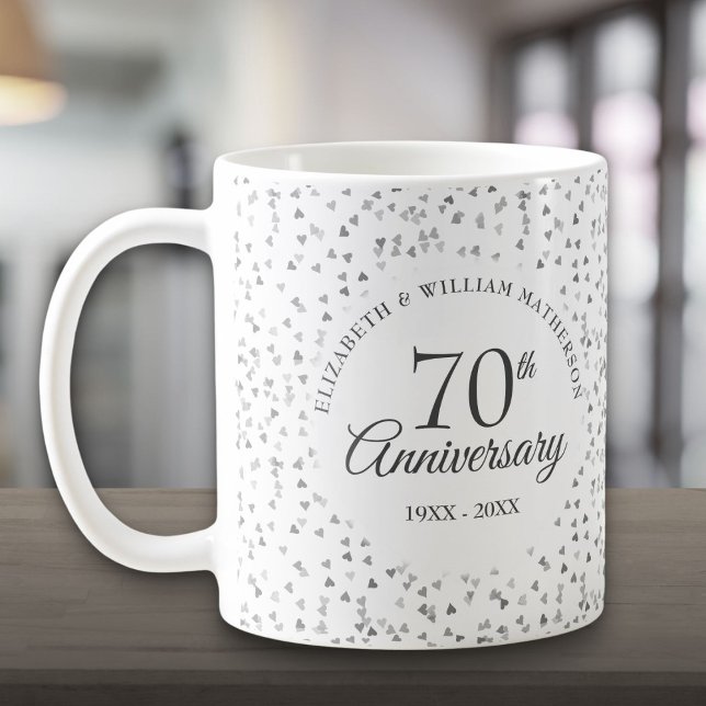 70th Wedding Anniversary Love Hearts Confetti Coffee Mug (70th Wedding Anniversary Love Hearts Confetti Coffee Mug)