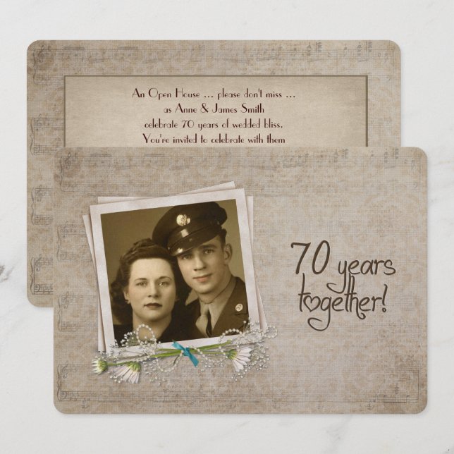 70th Wedding Anniversary Open House Invitation (Front/Back)
