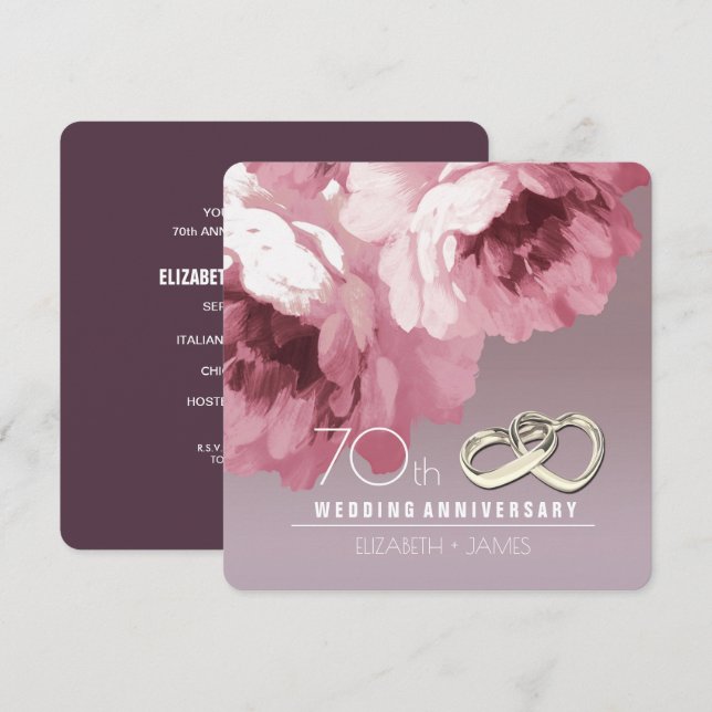 70th Wedding Anniversary Party Invitations (Front/Back)