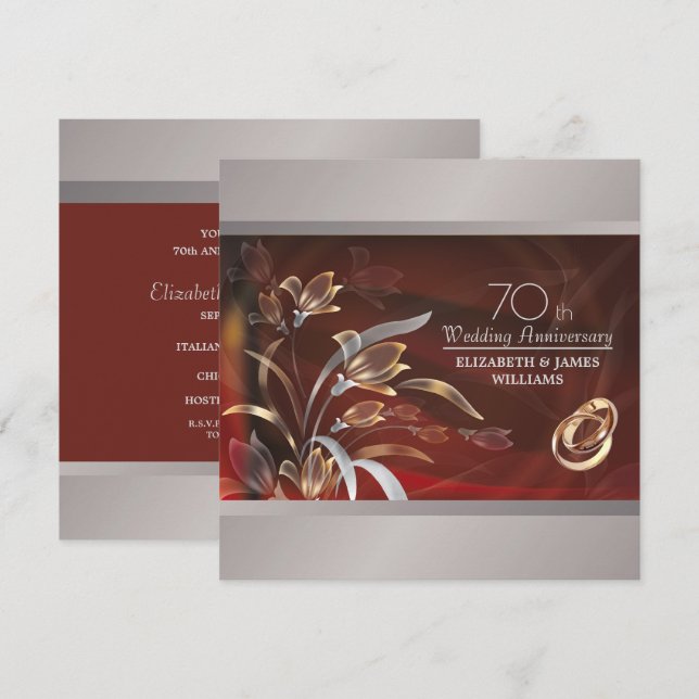 70th Wedding Anniversary Party Invitations (Front/Back)