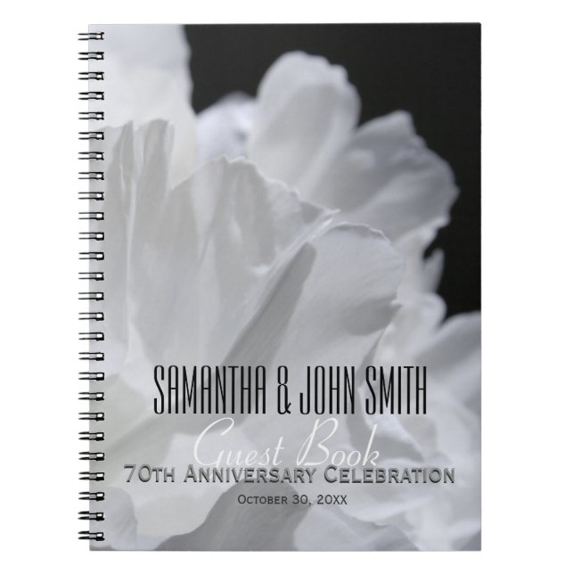 70th Wedding Anniversary Party Peony GuestBook 2 Notebook (Front)