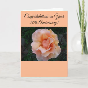 70th Wedding Anniversary Peach Rose Card