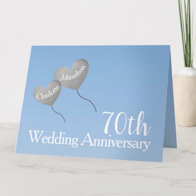 70th Wedding Anniversary platinum balloon large Card (Front)