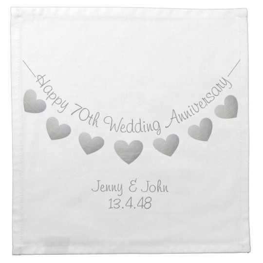 70th Wedding Anniversary platinum bunting Napkin Zazzle.co.uk