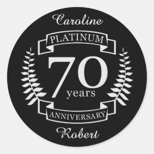 70th Wedding ANNIVERSARY PLATINUM Classic Round Sticker