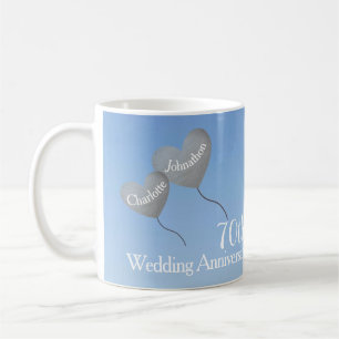 70th Wedding Anniversary platinum heart balloon Coffee Mug