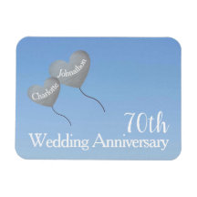 70th wedding anniversary platinum heart balloons