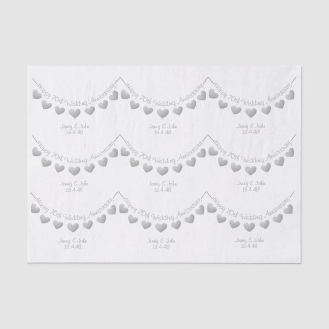 70th Wedding Anniversary Platinum heart paper (Front)