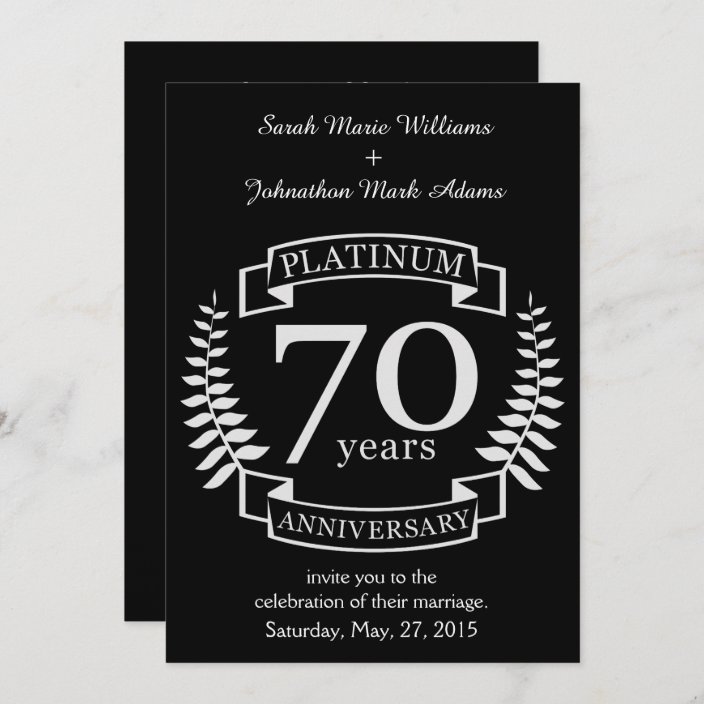 70th Wedding ANNIVERSARY PLATINUM Invitation | Zazzle.co.uk