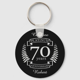 70th Wedding ANNIVERSARY PLATINUM Key Ring