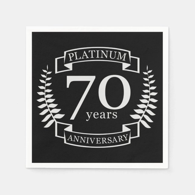 70th Wedding ANNIVERSARY PLATINUM Napkin (Front)