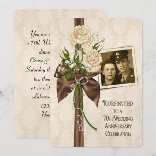 70th Wedding Anniversary Roses Invitation