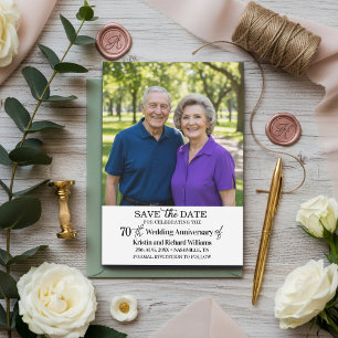 70th Wedding Anniversary Save the Date Photo Card