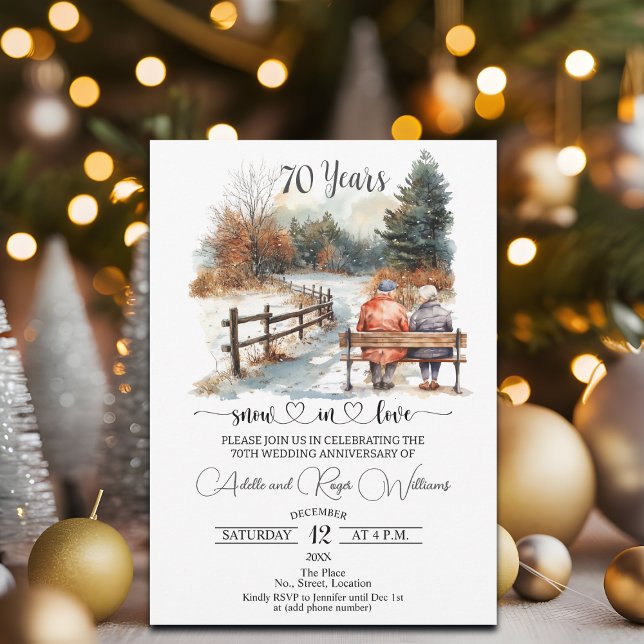 70th Wedding Anniversary Winter Landscape Romantic Invitation (Creator Uploaded)