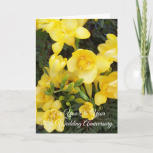 70th Wedding Anniversary Yellow Freesias Card