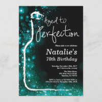 70th Wine Birthday Aged to Perfection Teal