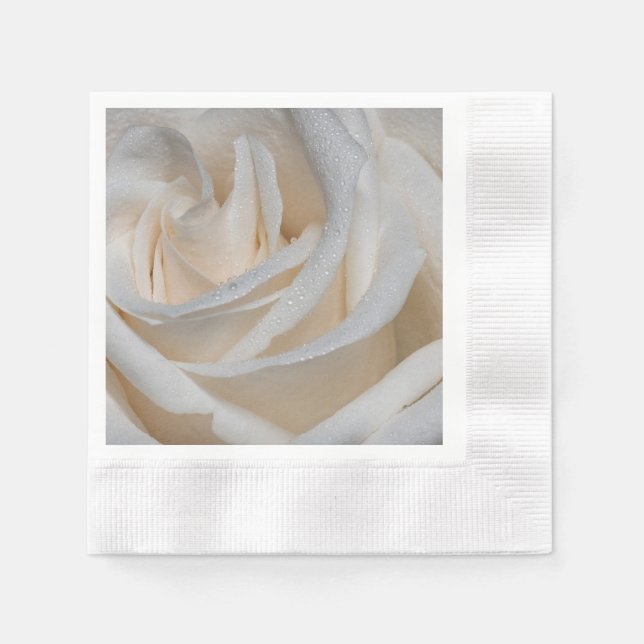 7127-White Rose with Dew Napkin (Front)