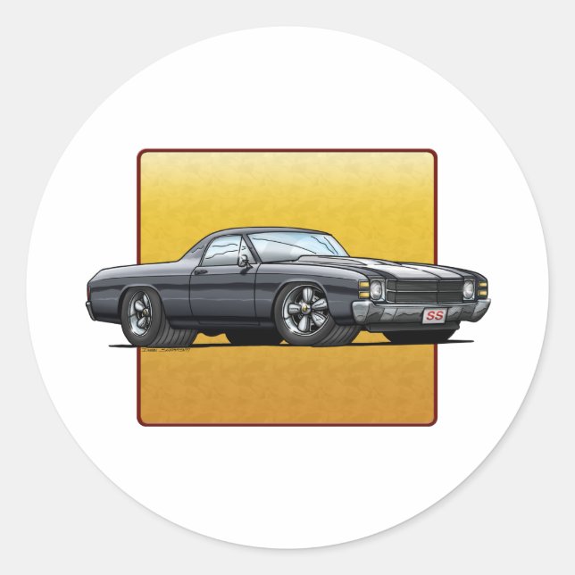 71 El Camino Classic Round Sticker (Front)