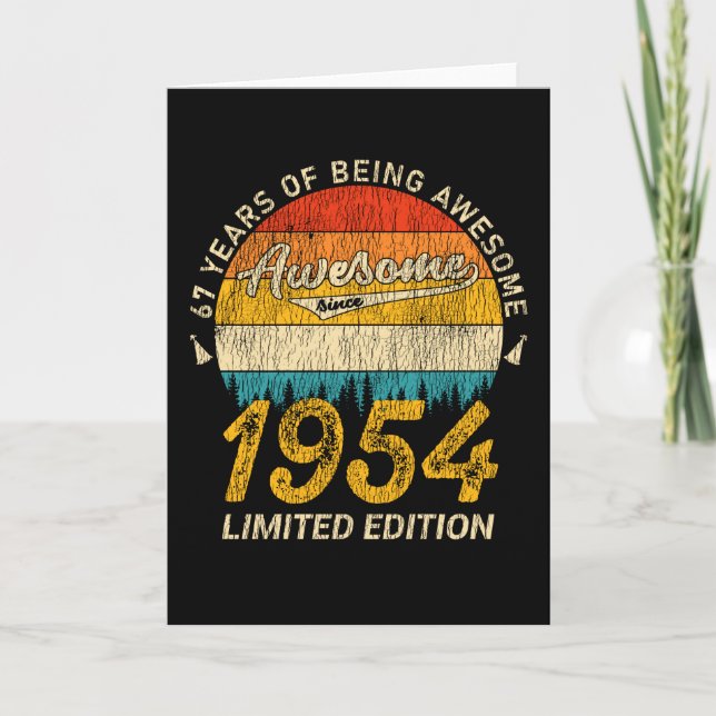 71 Year Old 1954 Retro Awesome 71st Birthday Gift Card (Front)