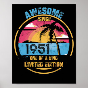 71 Year Old Awesome Since 1951 71st Birthday Poster
