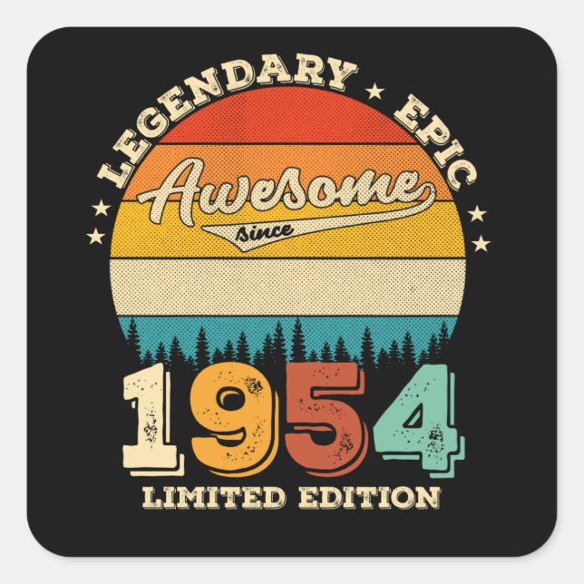 71 Year Old Bday 1954 Awesome 71st Birthday Gift Square Sticker (Front)