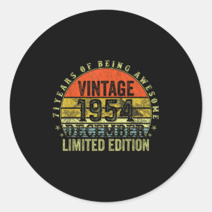 71 Year Old Birthday Gifts For Men December 1954 7 Classic Round Sticker