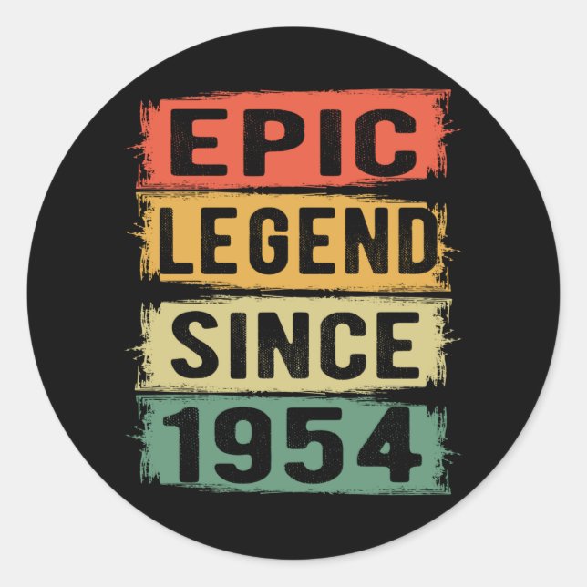 71 Years Old Bday 1954 Epic Legend 71st Birthday Classic Round Sticker (Front)