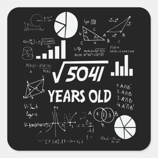 71 Years Old Bday Math Teacher 71st Birthday Gift Square Sticker (Front)