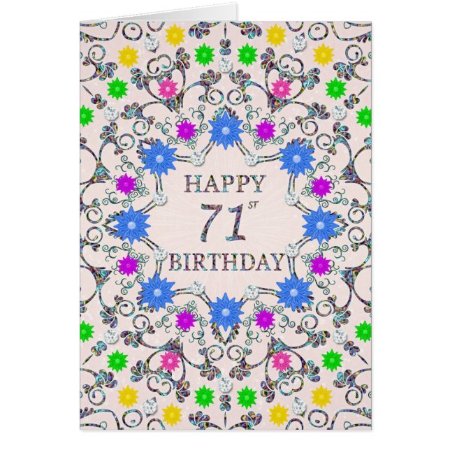 71st Birthday Abstract Flowers  (Front)