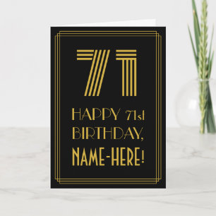 71st Birthday: Art Deco Inspired Look "71" & Name Card