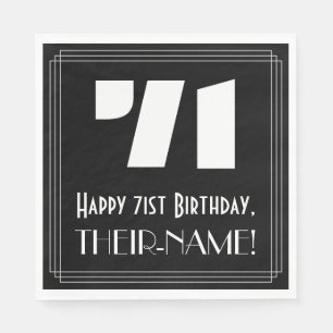 71st Birthday: Art Deco Inspired Look "71" + Name Napkin