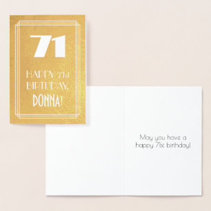 71st Birthday ~ Art Deco Style "71" & Custom Name Foil Card