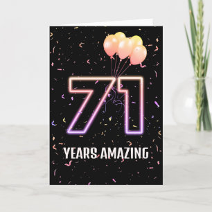 71st Birthday Balloons and Confetti Card