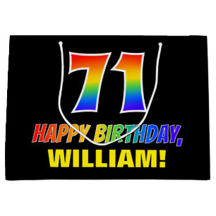 71st Birthday: Bold, Fun, Simple, Rainbow 71 Large Gift Bag