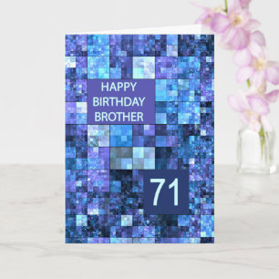 71st Birthday Brother, Blue Squares, Card
