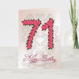 71st birthday card with roses and leaves