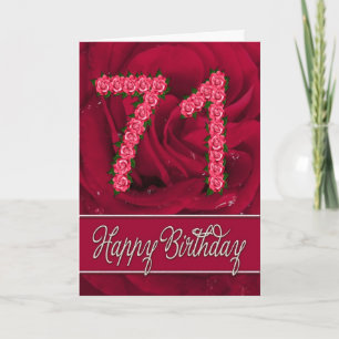 71st birthday card with roses and leaves